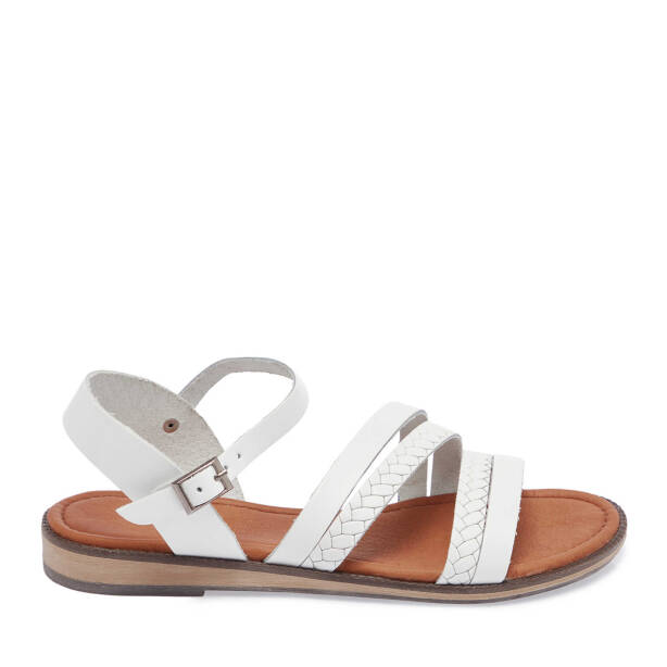 Beyaz Hakiki Deri Kadın Sandalet - K25Y1SN68065-A26 - 1
