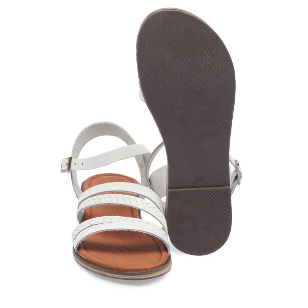 Beyaz Hakiki Deri Kadın Sandalet - K25Y1SN68065-A26 - 4