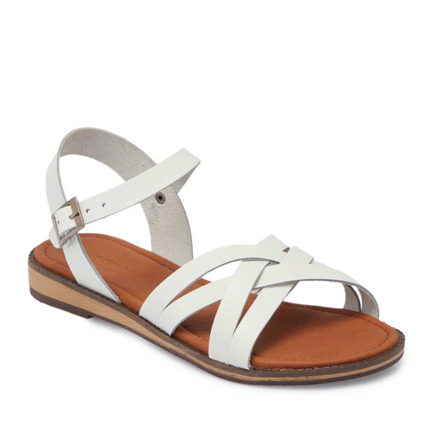 Beyaz Hakiki Deri Kadın Sandalet - K25Y1SN68068-A26 - 2