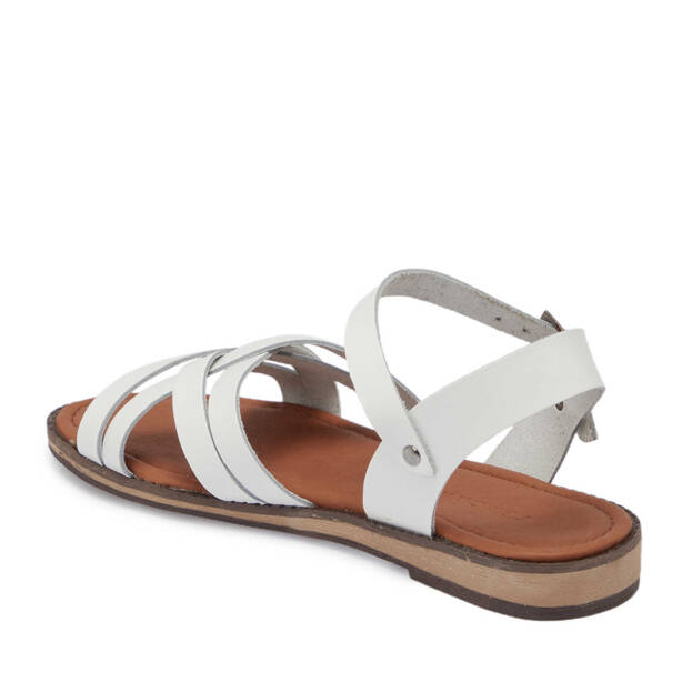 Beyaz Hakiki Deri Kadın Sandalet - K25Y1SN68068-A26 - 3