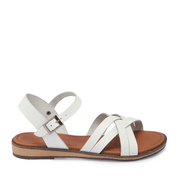 Beyaz Hakiki Deri Kadın Sandalet - K25Y1SN68068-A26 - 1