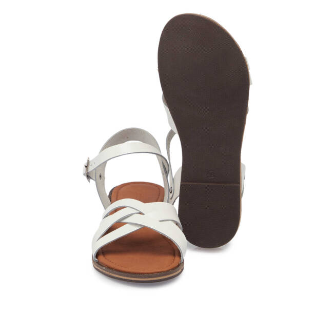 Beyaz Hakiki Deri Kadın Sandalet - K25Y1SN68068-A26 - 4