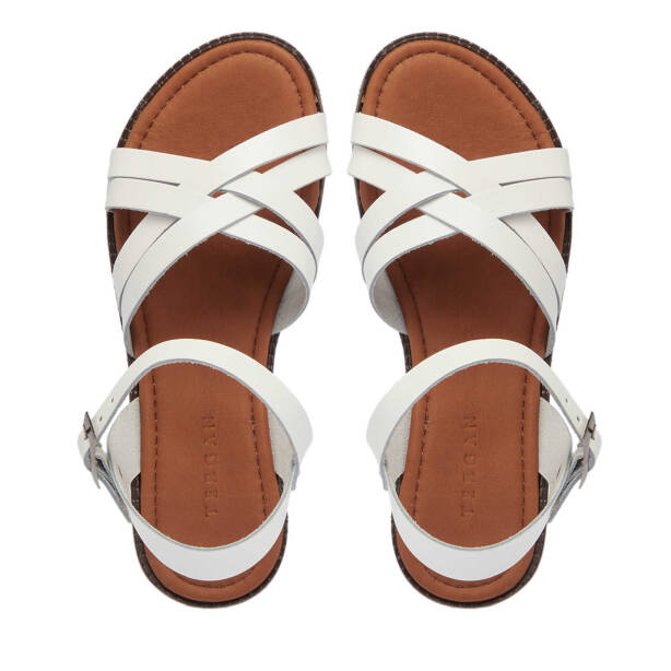 Beyaz Hakiki Deri Kadın Sandalet - K25Y1SN68068-A26 - 5