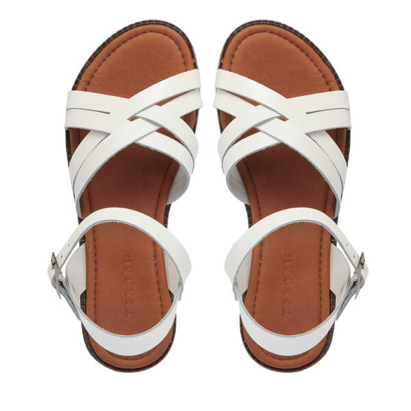 Beyaz Hakiki Deri Kadın Sandalet - K25Y1SN68068-A26 - 5