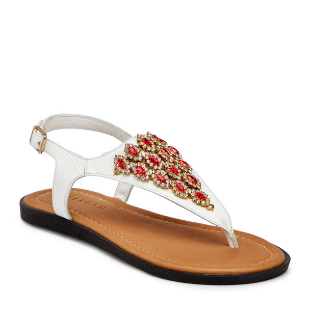 Beyaz Hakiki Deri Kadın Sandalet - K25Y1SN68218-U8S - 2
