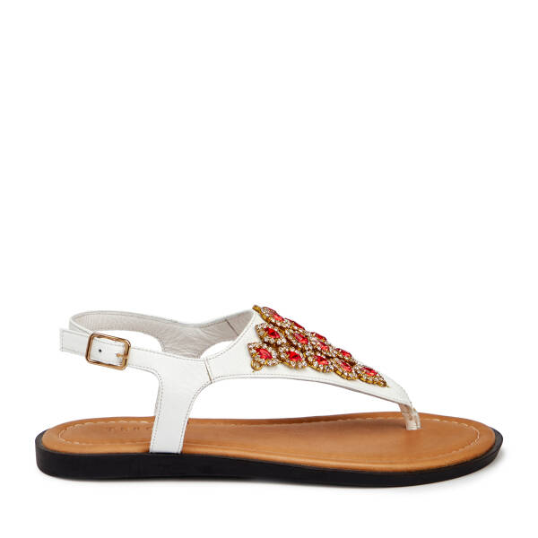 Beyaz Hakiki Deri Kadın Sandalet - K25Y1SN68218-U8S - 1