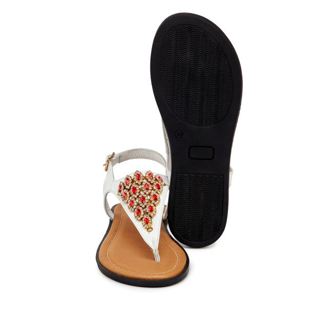 Beyaz Hakiki Deri Kadın Sandalet - K25Y1SN68218-U8S - 4