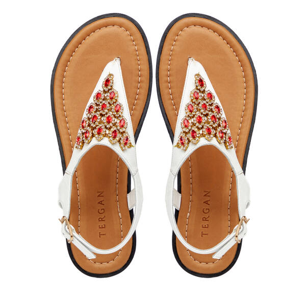 Beyaz Hakiki Deri Kadın Sandalet - K25Y1SN68218-U8S - 5