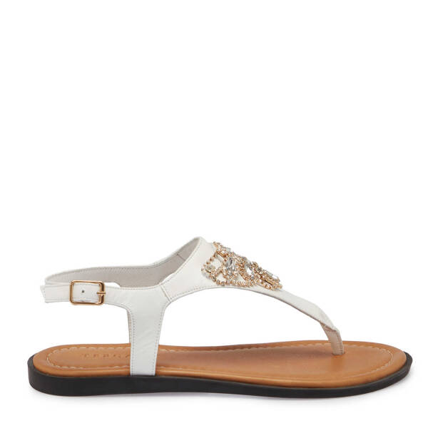 Beyaz Deri Kadın Sandalet - K25Y1SN68218-U8T - Tergan