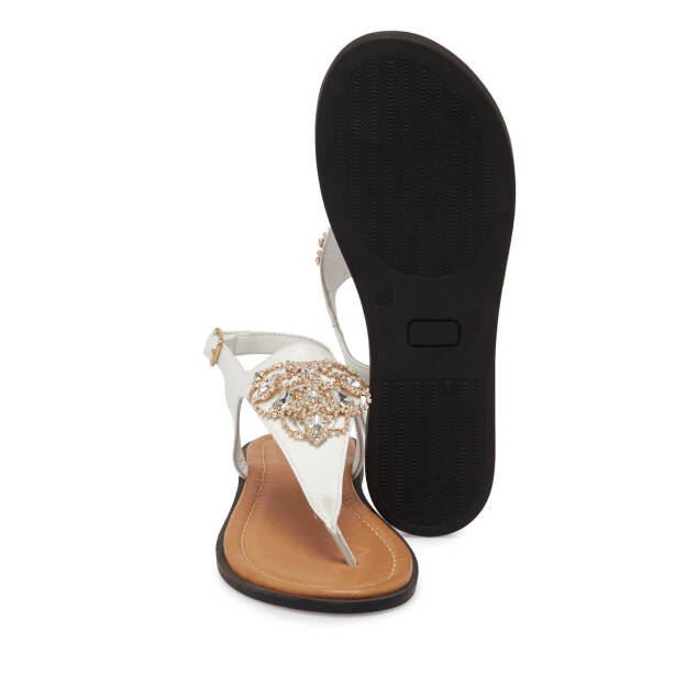 Beyaz Deri Kadın Sandalet - K25Y1SN68218-U8T - Tergan