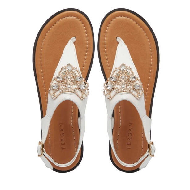 Beyaz Deri Kadın Sandalet - K25Y1SN68218-U8T - Tergan