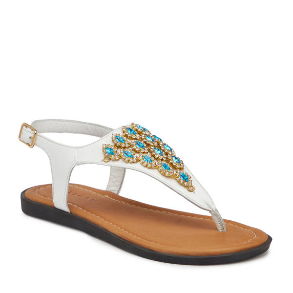 Beyaz Hakiki Deri Kadın Sandalet - K25Y1SN68218-U9Q - 2