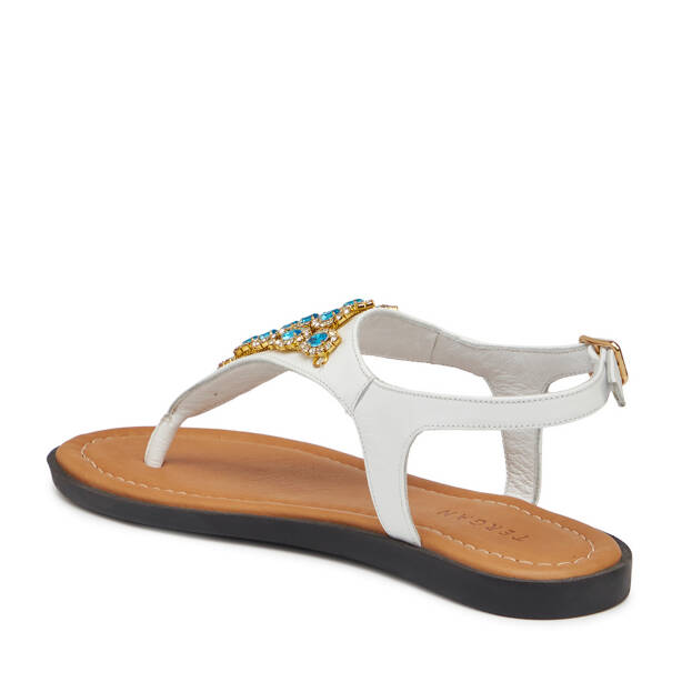 Beyaz Hakiki Deri Kadın Sandalet - K25Y1SN68218-U9Q - 3