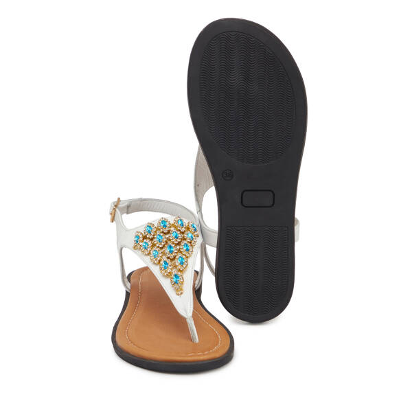 Beyaz Hakiki Deri Kadın Sandalet - K25Y1SN68218-U9Q - 4