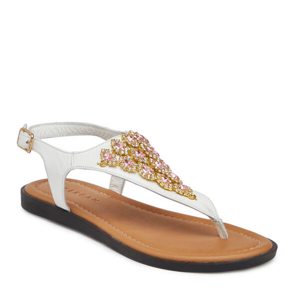 Beyaz Hakiki Deri Kadın Sandalet - K25Y1SN68218-U9R - 2