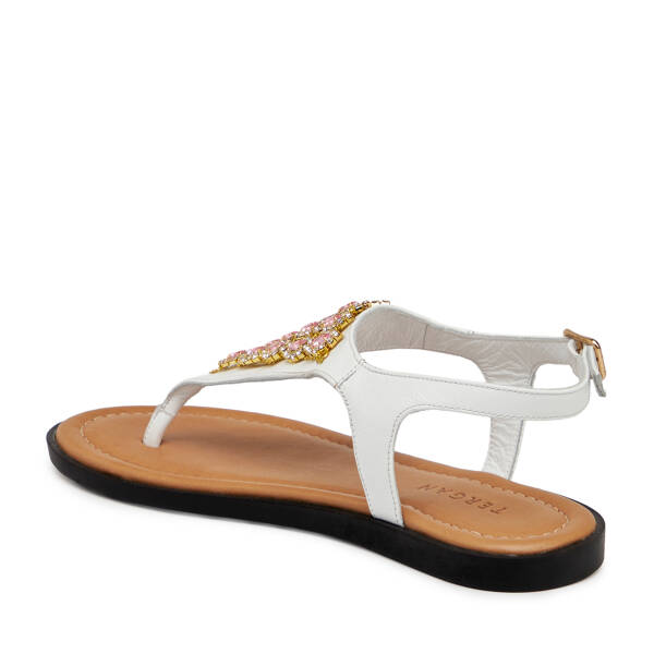 Beyaz Hakiki Deri Kadın Sandalet - K25Y1SN68218-U9R - 3