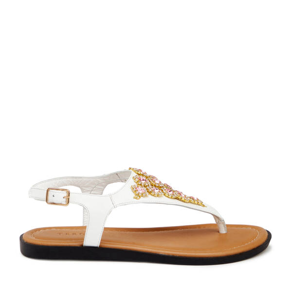 Beyaz Hakiki Deri Kadın Sandalet - K25Y1SN68218-U9R - 1