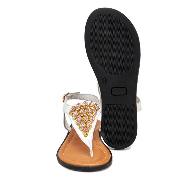 Beyaz Hakiki Deri Kadın Sandalet - K25Y1SN68218-U9R - 4