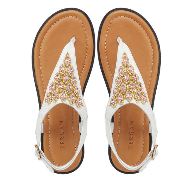 Beyaz Hakiki Deri Kadın Sandalet - K25Y1SN68218-U9R - 5