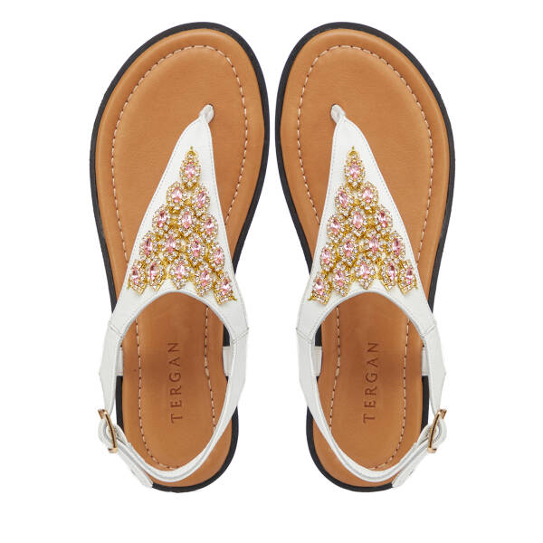 Beyaz Hakiki Deri Kadın Sandalet - K25Y1SN68218-U9R - 5