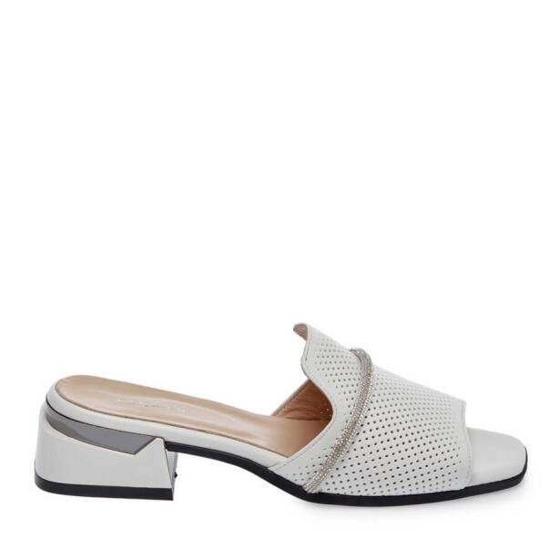 Beyaz Deri Kadın Terlik - K24Y1TR67110-A26 - 3