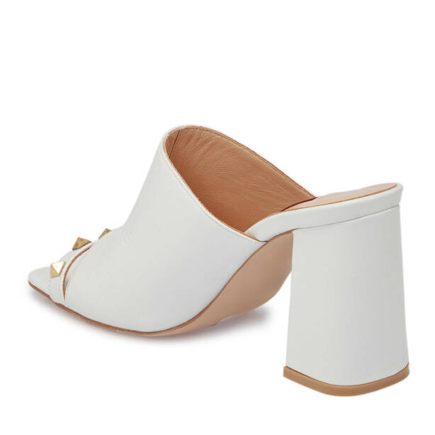 Beyaz Deri Kadın Terlik - K24Y1TR67254-A26 - 2