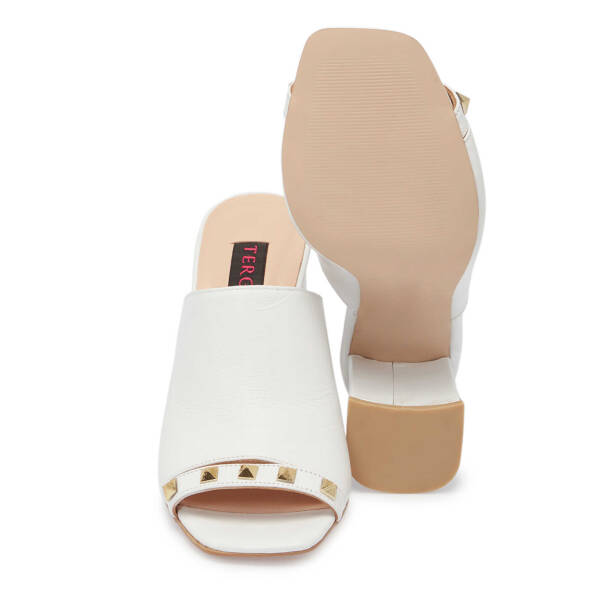 Beyaz Deri Kadın Terlik - K24Y1TR67254-A26 - 4