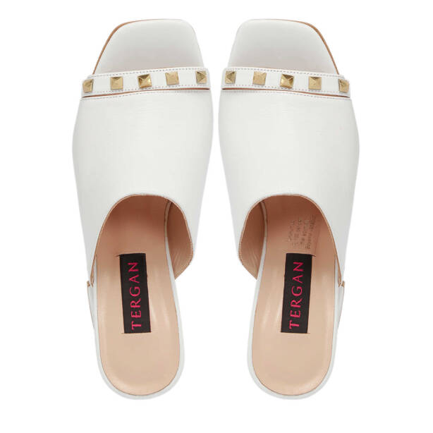 Beyaz Deri Kadın Terlik - K24Y1TR67254-A26 - 5
