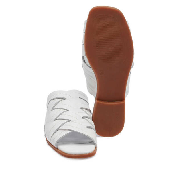 Beyaz Deri Kadın Terlik - K24Y1TR67421-A26 - 4