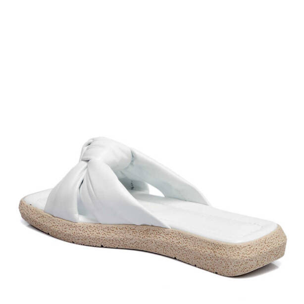 Beyaz Hakiki Deri Kadın Terlik - K24Y1TR67432-A26 - 3