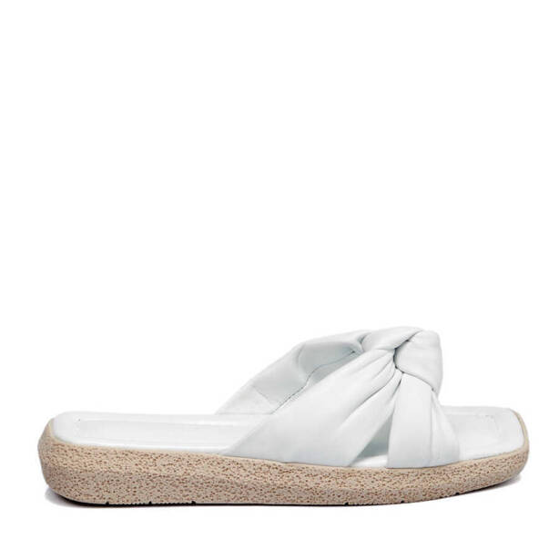Beyaz Hakiki Deri Kadın Terlik - K24Y1TR67432-A26 - 1