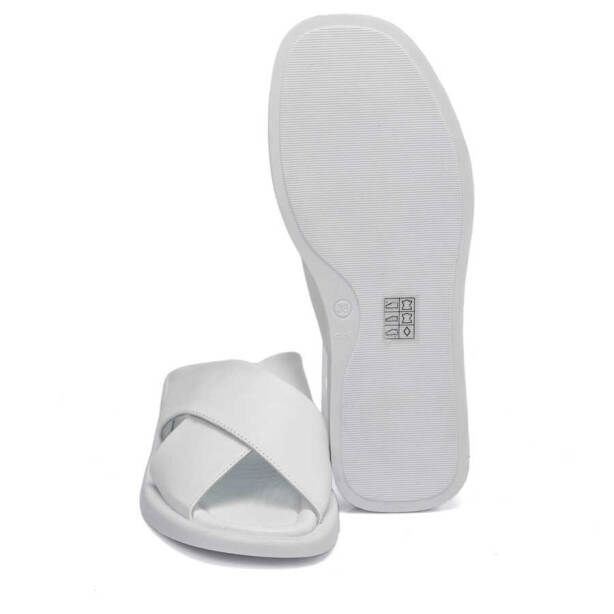 Beyaz Hakiki Deri Kadın Terlik - K24Y1TR67433-A26 - 4