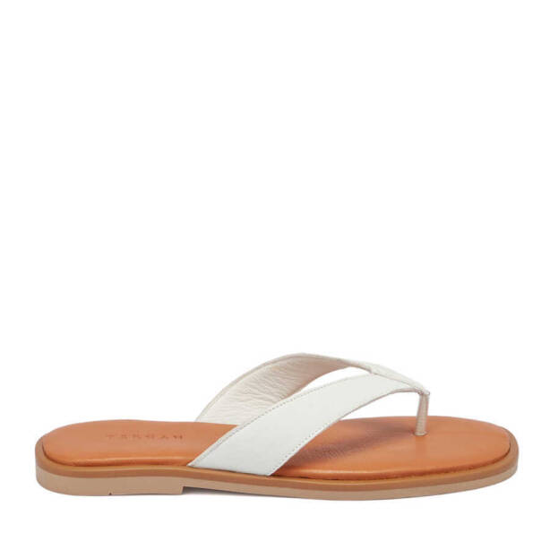 Beyaz Hakiki Deri Kadın Terlik - K24Y1TR67437-A26 - 3