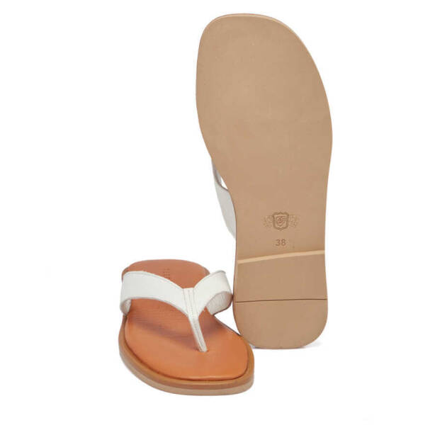 Beyaz Hakiki Deri Kadın Terlik - K24Y1TR67437-A26 - 4