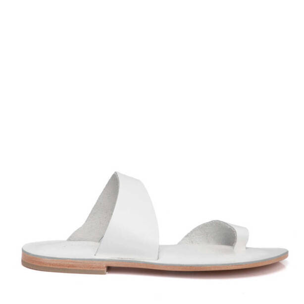 Beyaz Hakiki Deri Kadın Terlik - K24Y1TR67444-A26 - 1