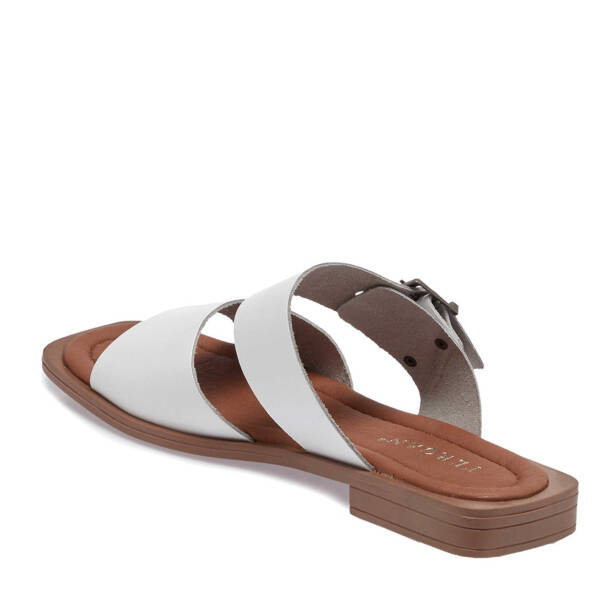 Beyaz Hakiki Deri Kadın Terlik - K25Y1TR67785-A26 - 3