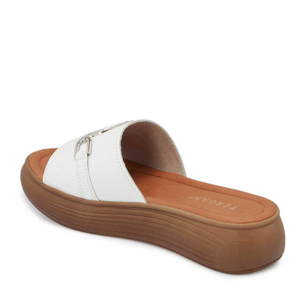 Beyaz Hakiki Deri Kadın Terlik - K25Y1TR67787-A26 - 2