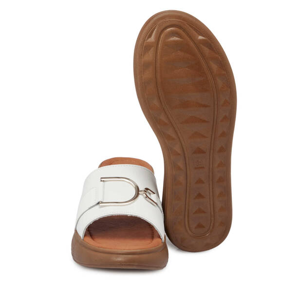 Beyaz Hakiki Deri Kadın Terlik - K25Y1TR67787-A26 - 4