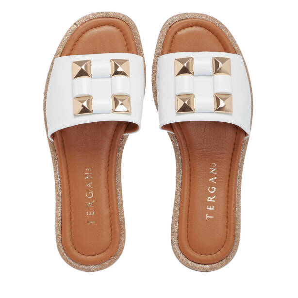 Beyaz Hakiki Deri Kadın Terlik - K25Y1TR67857-A26 - 5