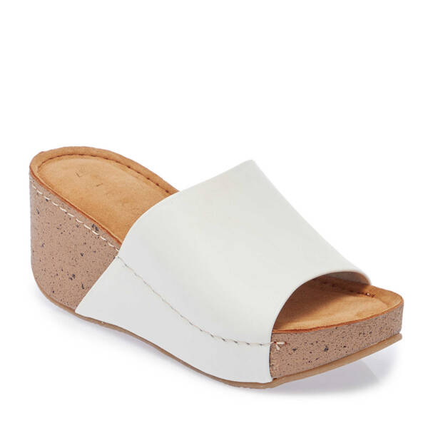 Beyaz Deri Kadın Terlik - K25Y1TR67998-A26 - 1