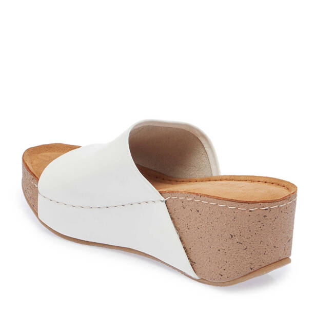 Beyaz Deri Kadın Terlik - K25Y1TR67998-A26 - Tergan