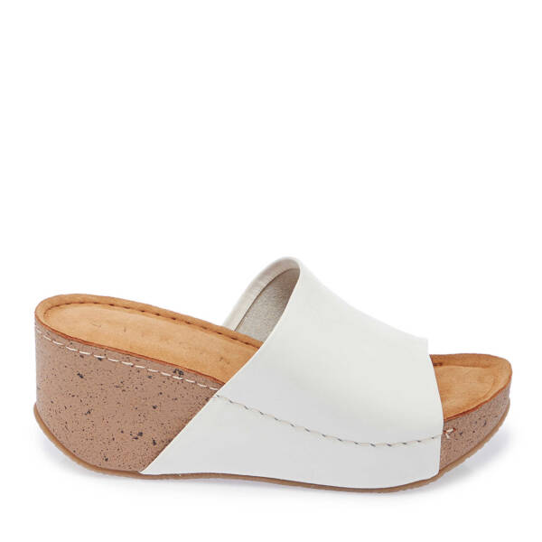 Beyaz Deri Kadın Terlik - K25Y1TR67998-A26 - 3