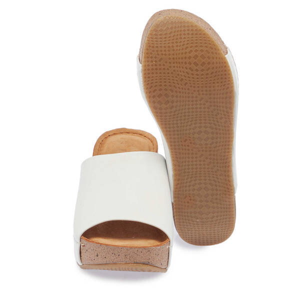 Beyaz Deri Kadın Terlik - K25Y1TR67998-A26 - 4