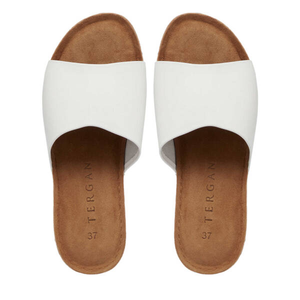 Beyaz Deri Kadın Terlik - K25Y1TR67998-A26 - 5