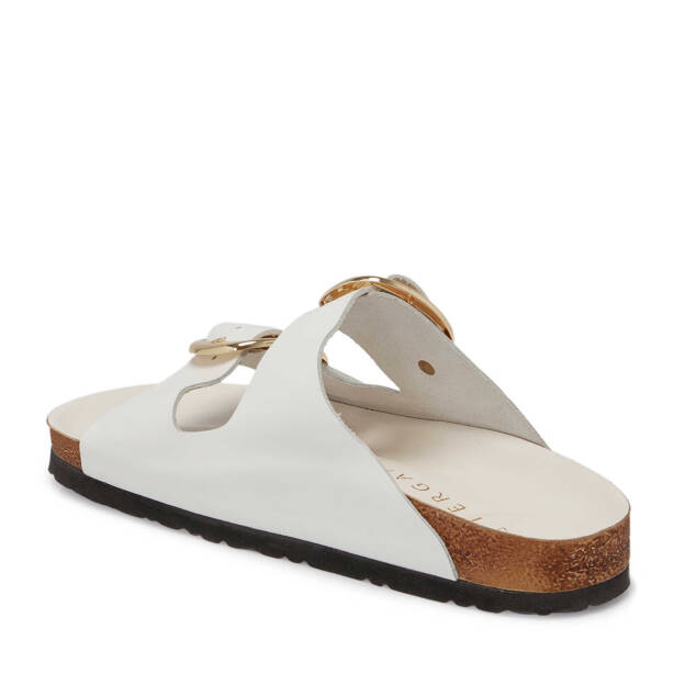 Beyaz Hakiki Deri Kadın Terlik - K25Y1TR67999-A26 - 3