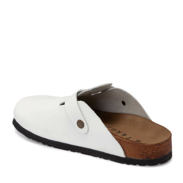 Beyaz Hakiki Deri Kadın Terlik - K25Y1TR68000-A26 - 3