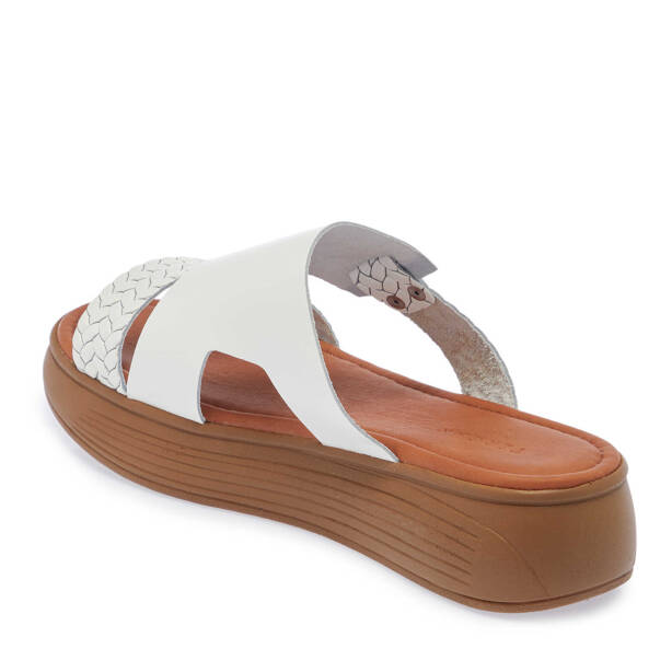 Beyaz Hakiki Deri Kadın Terlik - K25Y1TR68066-A26 - 3