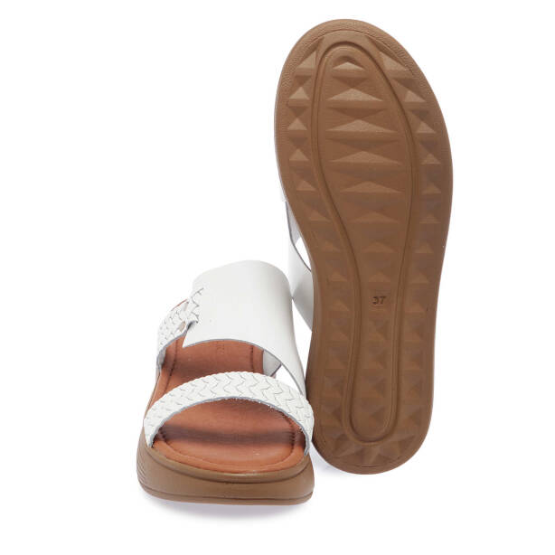 Beyaz Hakiki Deri Kadın Terlik - K25Y1TR68066-A26 - 4