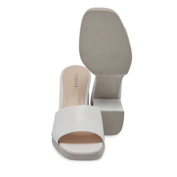 Beyaz Hakiki Deri Kadın Terlik - K25Y1TR68083-A26 - 5