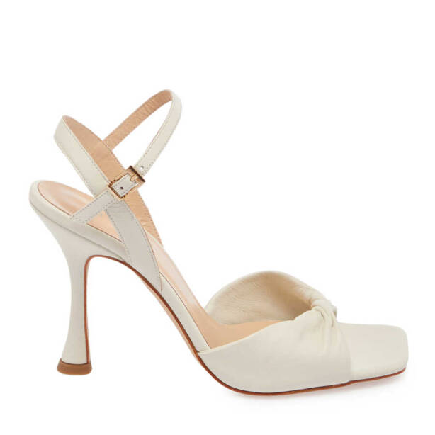 Beyaz Deri Kadın Topuklu Ayakkabı - K24I1AY67184-N3O - 3